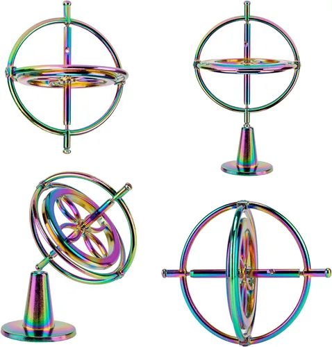 Vista 3 de QLKUNLA - Juguete de giroscopio de metal, antigravedad, rotativo, para escritorio, giroscopio de movimiento de vuelo, equilibrio de física, juguete