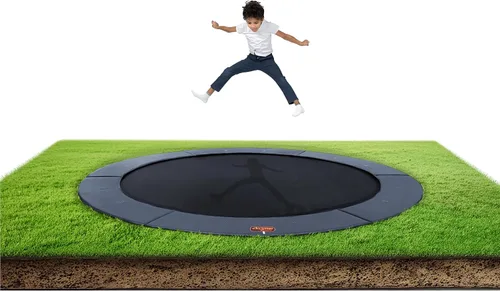 Vista 15 de Avyna Trampolín redondo en el suelo de alta calidad, 15 pies, 14 pies y 12 pies - Trampolín al aire libre para niños y adultos con características