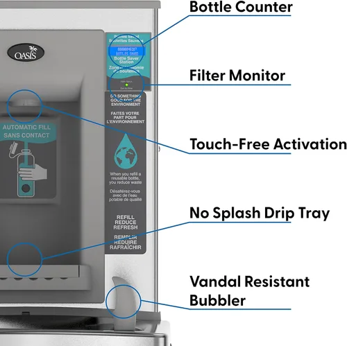 Vista 3 de Oasis PWEBF - Kit de reacondicionamiento de llenado de botellas deportivas sin refrigeración, manos libres, acero inoxidable