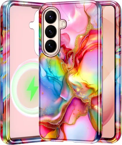 Vista 40 de Btscase para Samsung Galaxy S25, [Probado contra caídas de grado militar] Funda protectora de diseño de patrón de mármol, resistente, delgada