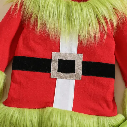 Vista 5 de Traje de Navidad para bebés y niñas, chaqueta de manga larga de Papá Noel, abrigo de forro polar, pantalones sombrero, ropa de cosplay para fiestas