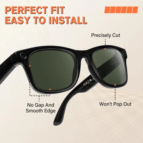 Vista 2 de Lentes de repuesto polarizadas prémium de 0.059 in para gafas de sol inteligentes Ray-Ban Meta Wayfarer RW4008 de 2.087 in Fotocrómico transparente