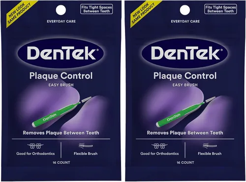 Vista 11 de Cepillos Interdentales de Control de Placa DenTek - Ajustados, Paquete de 16 - Removedor de Placa Interdental Fácil de Cepillar con Flúor - Limpia