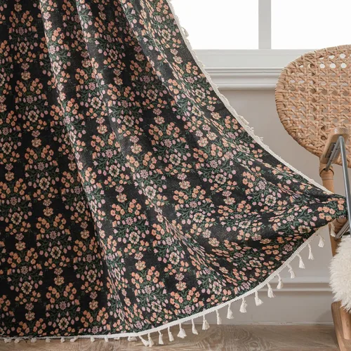 Vista 20 de ENJOYBRIDAL - 2 paneles de cortinas, florales, estilo bohemio, de granja, rústico o clásico, semitraslúcidas, con bolsillo para cortinero y borlas