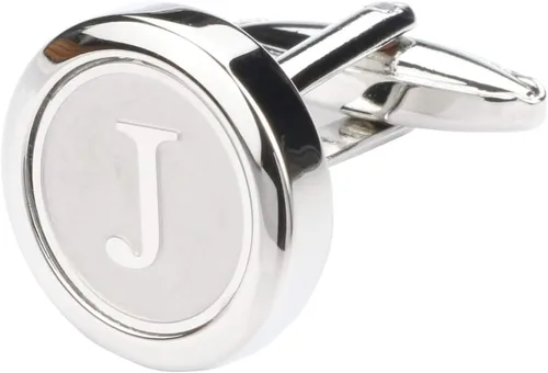 Vista 2 de Dannyshi - Gemelos clásicos, de acero inoxidable y con las 26 letras iniciales del alfabeto de la A-Z para hombre, para negocios, bodas y camisas