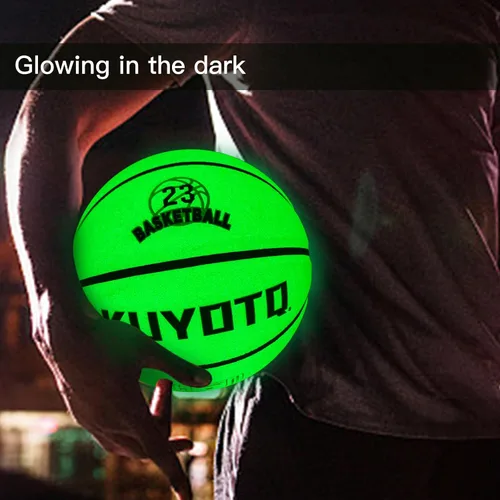 Vista 3 de KUYOTQ Glow in The Dark Glowing Basketball Composite Leather Luminous Size 7 Basketball 29.5" Gift for Men Women in&Outdoor Night Game(Deflated)