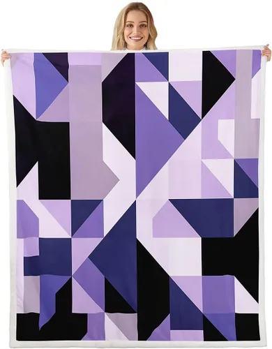 Vista 34 de Erosebridal Black Blue Triangles Square Fleece Throw Blanket 40"x50" - Ultra-Soft for Couch Sofa Bed,3D Geometric Pattern Sherpa Blanket,Abstract
