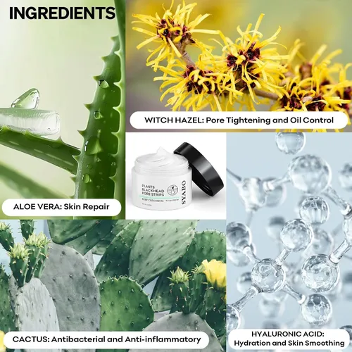 Vista 6 de Máscara de puntos negros para poros, removedor de puntos negros, tiras despegables, limpiador de poros de plantas de nariz, mascarilla refrescante