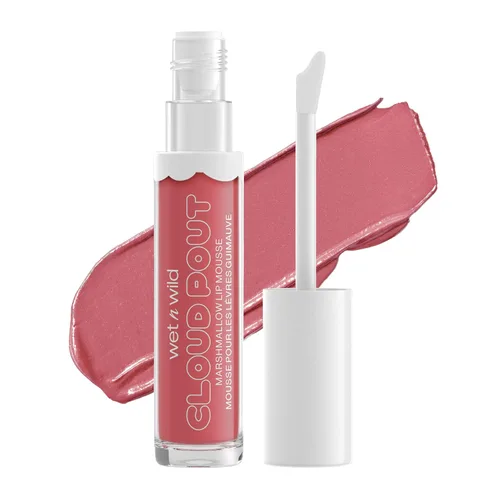 Vista 5 de wet n wild Liquid Lipstick Cloud Pout Marshmallow, Light Pink Cloud Chaser Mousse de crema labial mate Aceite de argán Vitamina E