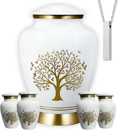 Vista 11 de AmericUrn Blue Tree of Life Urnas de Cremación Personalizadas con Grabado Personalizado para Cenizas Humanas – Conjunto Memorial para Adultos