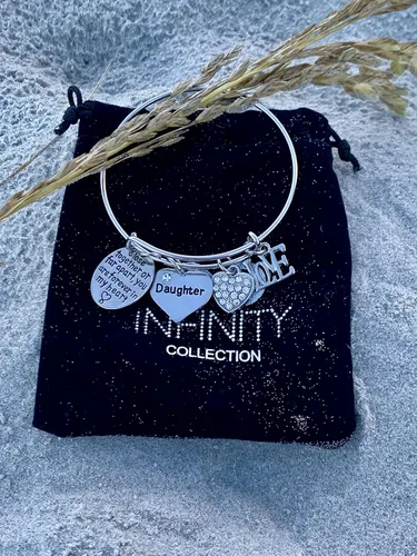 Vista 6 de Pulsera para hija, joyería para hija, nunca lejos para hijas, Terciopelo