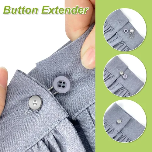 Vista 6 de 9 extensores de cuello de alta calidad para camisas de vestir, pantalones de mezclilla para hombres y mujeres, extensores de botón elásticos
