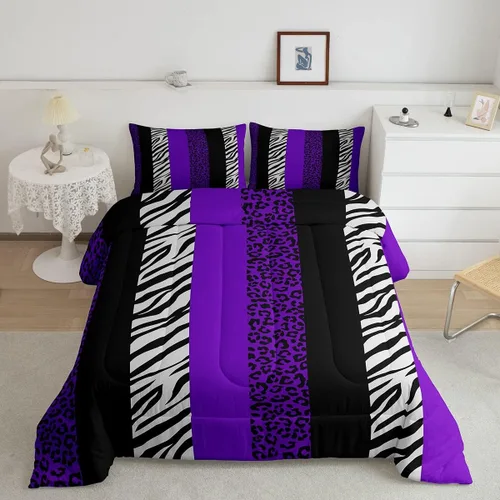 Vista 55 de Juego de edredón con estampado de leopardo para niños, tamaño individual, juego de ropa de cama de moda de piel de guepardo abstracto, decoración