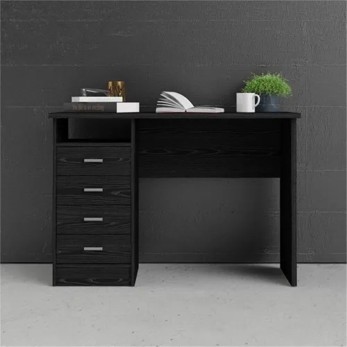 Vista 2 de Tvilum Escritorio con 4 cajones, grano de madera negro