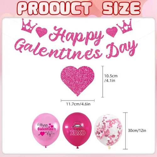 Vista 4 de Decoraciones de fiesta del día de Galentine Happy Galentine's Day - Cartel de feliz día de Galentine para colgar globos de fiesta del día de San