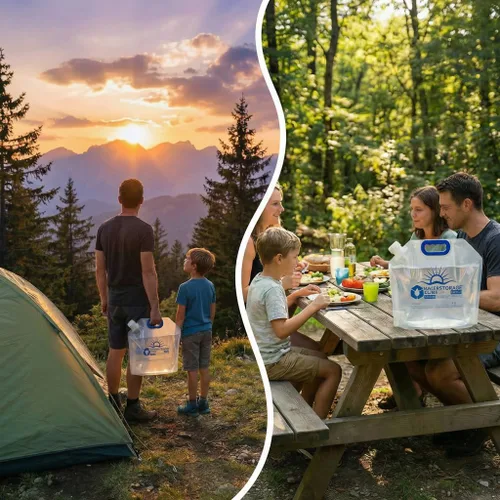 Vista 7 de WaterStorageCube Contenedor de Agua Plegable Premium, Bolsa Libre de BPA de Plástico Transparente Grado Alimenticio para Camping, Senderismo