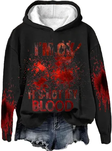 Vista 4 de Sudadera con capucha para mujer, sudadera con capucha para mujer, casual, manga larga, suave, impresa, cordón, larga para mujer