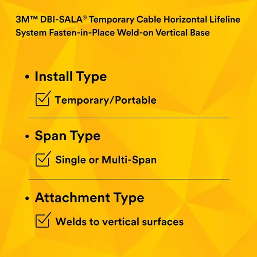 Vista 8 de 3M DBI-SALA 7400222 Componente horizontal, base vertical soldada para sistemas de postes fijados en el lugar, acero, imprimación soldable