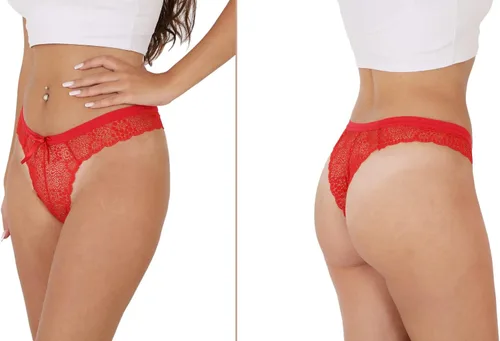 Vista 2 de YEZSTART - Tangas de algodón para mujer, transpirables, suaves, elásticas, con encaje, paquete múltiple
