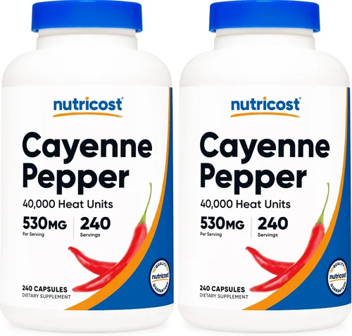 Vista 6 de Nutricost - Pimienta de Cayena 530 mg, 240 cápsulas - 40,000 unidades de calor, sin gluten, sin OMG