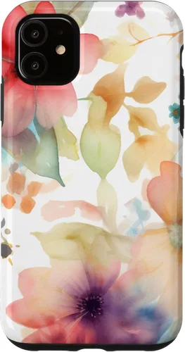 Vista 8 de iPhone 16 Lindo Pastel Floral Acuarela Rosa Azul Mujeres Patrón de Flores Caso