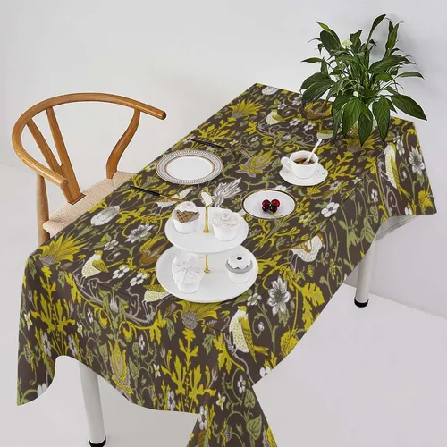 Vista 113 de Mantel Floral Retro de Pájaros, Diseño Original Bohemio William Morris Estampado Cubierta de Mesa para Hogar Picnic Fiesta Comedor Cocina William