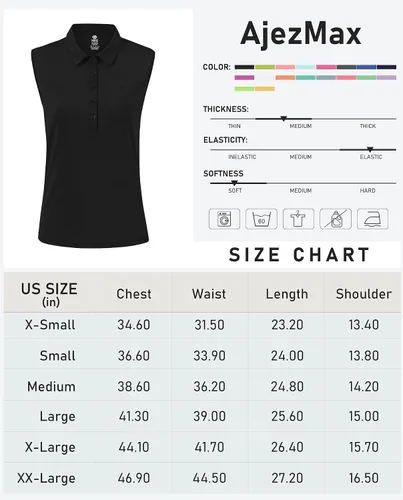 Vista 7 de camisa polo de golf sin mangas, de secado rápido, para mujer, deportiva