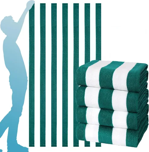 Vista 11 de Paquete de 4 toallas de baño extra grandes a rayas, juego de toallas de baño a granel, tamaño XL, grandes, esponjosas, absorbentes, de microfibra