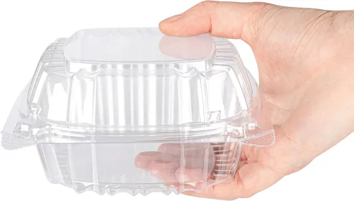 Vista 7 de Stock Your Home - Envase de plástico para llevar alimentos y postres, 25 unidades de 5 x 5 pulgadas, envases de plástico con bisagras, desechables