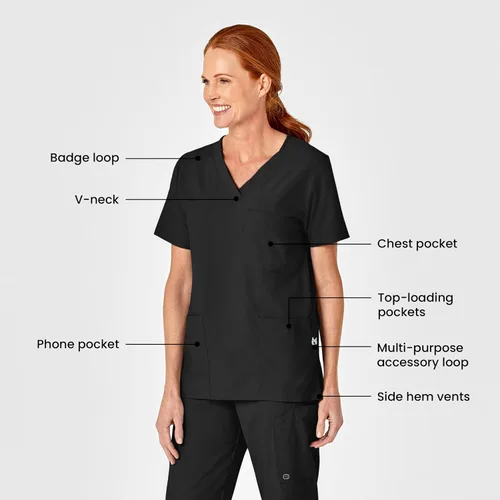 Vista 2 de Wink W123 - Camisa médica unisex con 4 bolsillos Negro