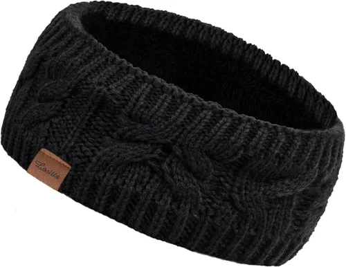 Vista 2 de Loritta Diademas para mujer con forro polar de punto trenzado cálido y mullido para invierno
