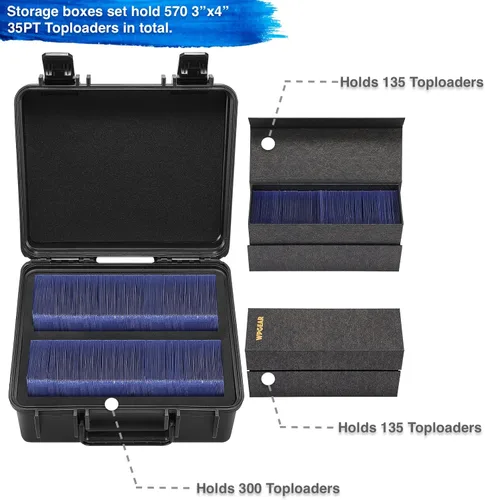 Vista 2 de WPGEAR Cajas de Almacenamiento Toploader Impermeables para Portadores de Tarjetas Rígidas de 3" x 4" 35PT, Juego de Estuche para Tarjetas