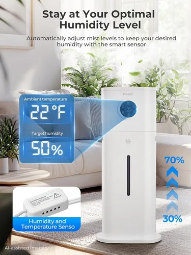 Vista 4 de Humidificador para habitación grande, 12L/3.17 galones de llenado superior de niebla fría humidificadores silenciosos ultrasónicos para bebés