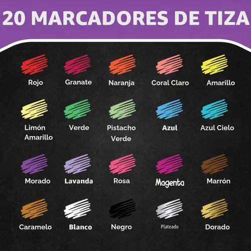 Vista 9 de Chalkola 20 marcadores de tiza líquida para pizarra, pizarra, ventana 20 colores 0.236 in