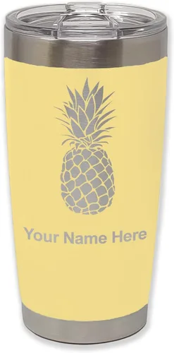 Vista 15 de LaserGram Vaso aislado al vacío de 20 onzas, piña, grabado personalizado incluido (negro)