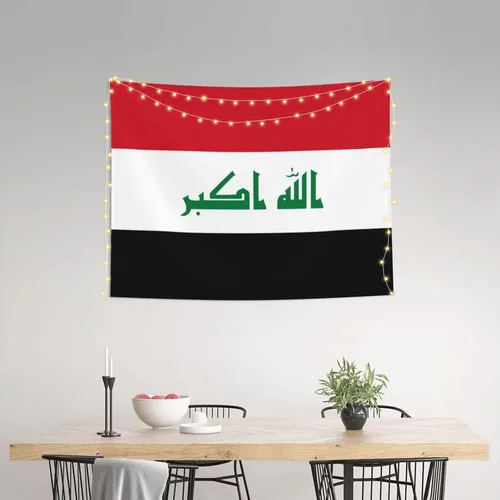 Vista 3 de Rqwaaed Tapiz de bandera de Irak adorna perfectamente la pared, 29 x 37 pulgadas