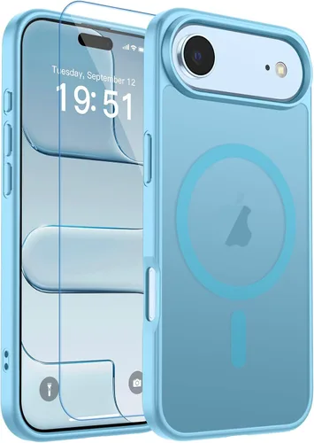 Vista 413 de zapica Funda magnética para iPhone Air, con protector de pantalla de vidrio templado, compatible con MagSafe, translúcida mate, a prueba de golpes