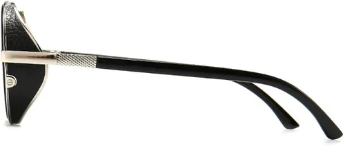 Vista 3 de Dollger Steampunk - Gafas de sol redondas retro vintage con marco circular de metal Negro