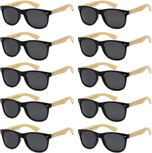 Vista 10 de Gafas de sol de bambú al por mayor 10 unidades para hombres y Tortuga Clásica Lente Marrón