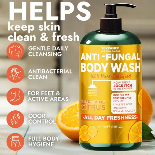 Vista 2 de Gel de baño antifúngico con aceite de árbol de té y aceite de limón Jabón antifúngico de 1% tolnafato ayuda a combatir la tiña, la picazón fornal