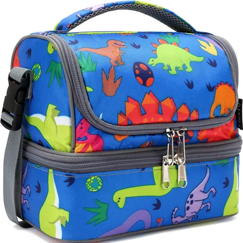 Vista 12 de FlowFly Bolsa de almuerzo aislada de dos pisos para niños, niñas, hombres, mujeres, con correa ajustable, para automóvil
