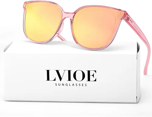 Vista 3 de LVIOE Lentes de sol polarizados de gran tamaño para mujer, a la moda, con protección UV, sombra LS1627
