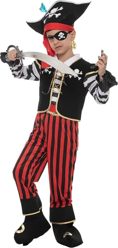 Vista 5 de Spooktacular Creations Disfraz de capitán feroz pirata con accesorios para fiestas temáticas infantiles, Halloween