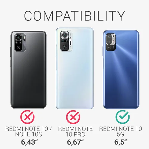 Vista 6 de kwmobile Funda compatible con Xiaomi Redmi Note 10 5G - Funda protectora de silicona TPU suave y delgada - Negro mate