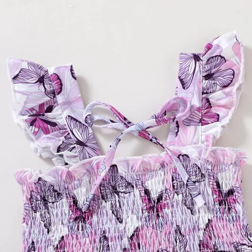 Vista 7 de JEELLIGULAR Vestido para niña pequeña, con volantes, sin mangas, con botones, vestido de verano para playa, casual, acampanado, vestido de verano