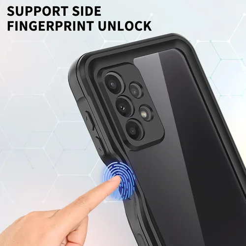 Vista 3 de Funda impermeable para Samsung Galaxy A23 5G, con protector de pantalla y cordón integrado, a prueba de polvo, a prueba de golpes, resistente
