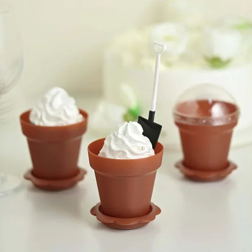 Vista 5 de Efavormart - Paquete de 12 soportes transparentes para cupcakes de 3 pulgadas, soporte de placa de exhibición de dulces con cúpula para bodas