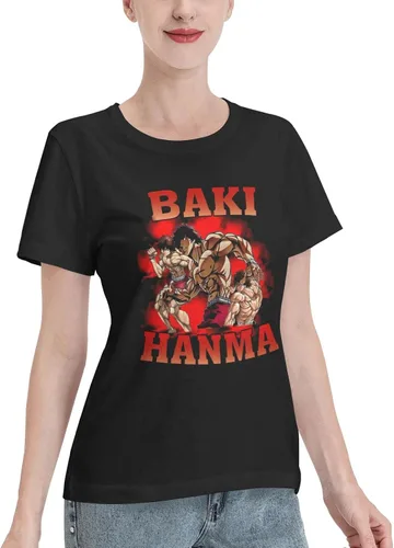 Vista 2 de Anime Baki The Grappler T Shirt Womens Summer Round Neck Clothes Casual Short Sleeves Tee Black