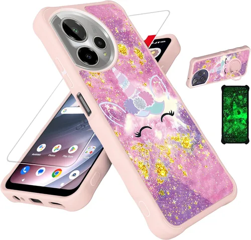 Vista 69 de jioeuinly JSF-DJS - Funda compatible con Nothing Phone 2a con protector de pantalla de vidrio templado, policarbonato duro + silicona suave, soporte