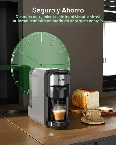 Vista 6 de HBN 3 en 1 para cápsulas Nespresso, cápsulas K-Cup y café molido, cafetera múltiple de una sola porción, máquina de café espresso programable de 19